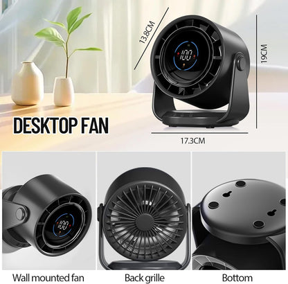 Desk Fan for Bedroom, Air Circulator Fan for Whole Room, 25Db Ultra Quiet, Rechargeable, 120° Tilt,199 Speeds Strong Airflow, LED Display, Table Fan for Office Kitchen Home Kitchen Dorm Bedside Black