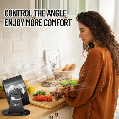 Desk Fan for Bedroom, Air Circulator Fan for Whole Room, 25Db Ultra Quiet, Rechargeable, 120° Tilt,199 Speeds Strong Airflow, LED Display, Table Fan for Office Kitchen Home Kitchen Dorm Bedside Black