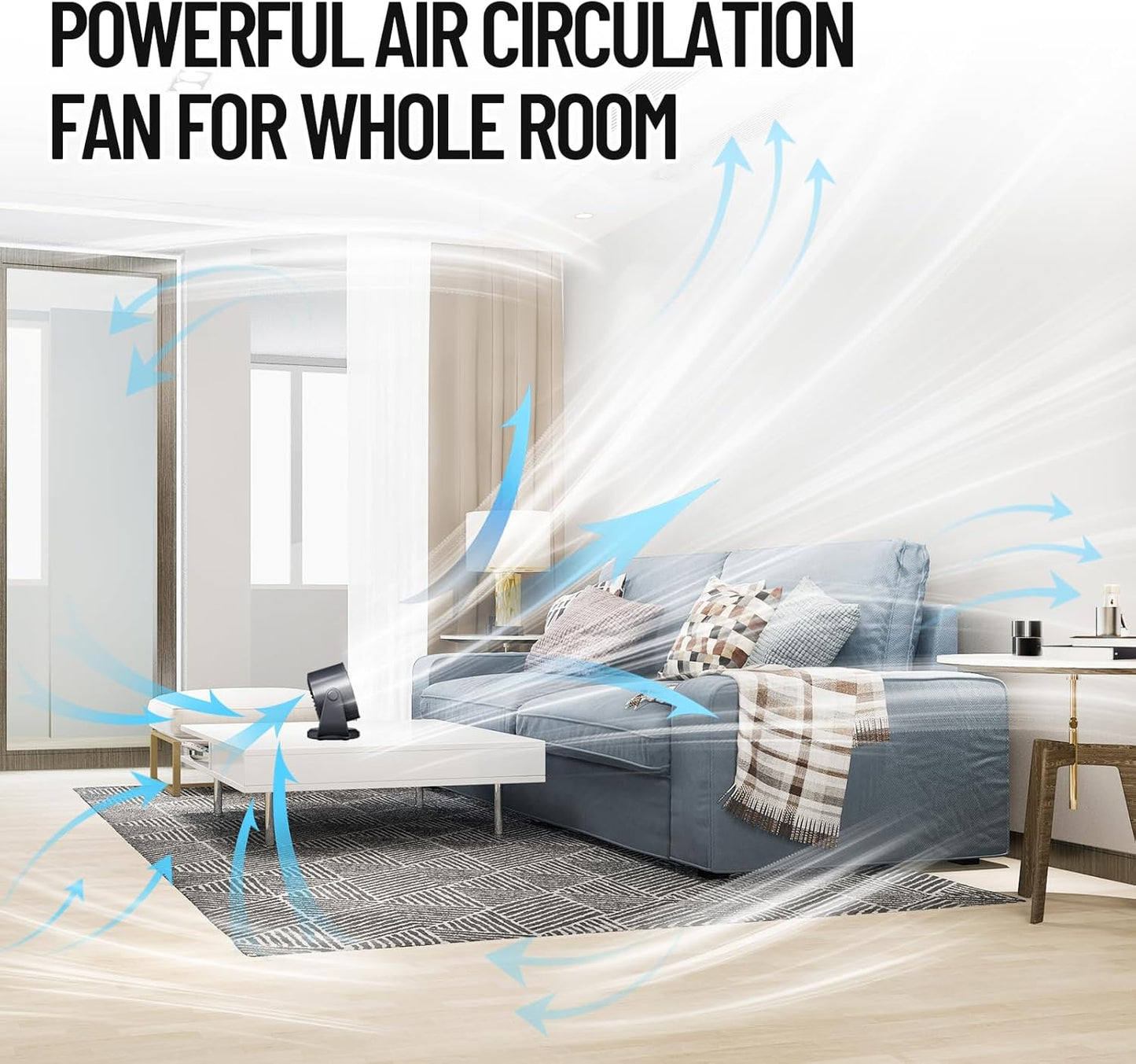 Desk Fan for Bedroom, Air Circulator Fan for Whole Room, 25Db Ultra Quiet, Rechargeable, 120° Tilt,199 Speeds Strong Airflow, LED Display, Table Fan for Office Kitchen Home Kitchen Dorm Bedside Black