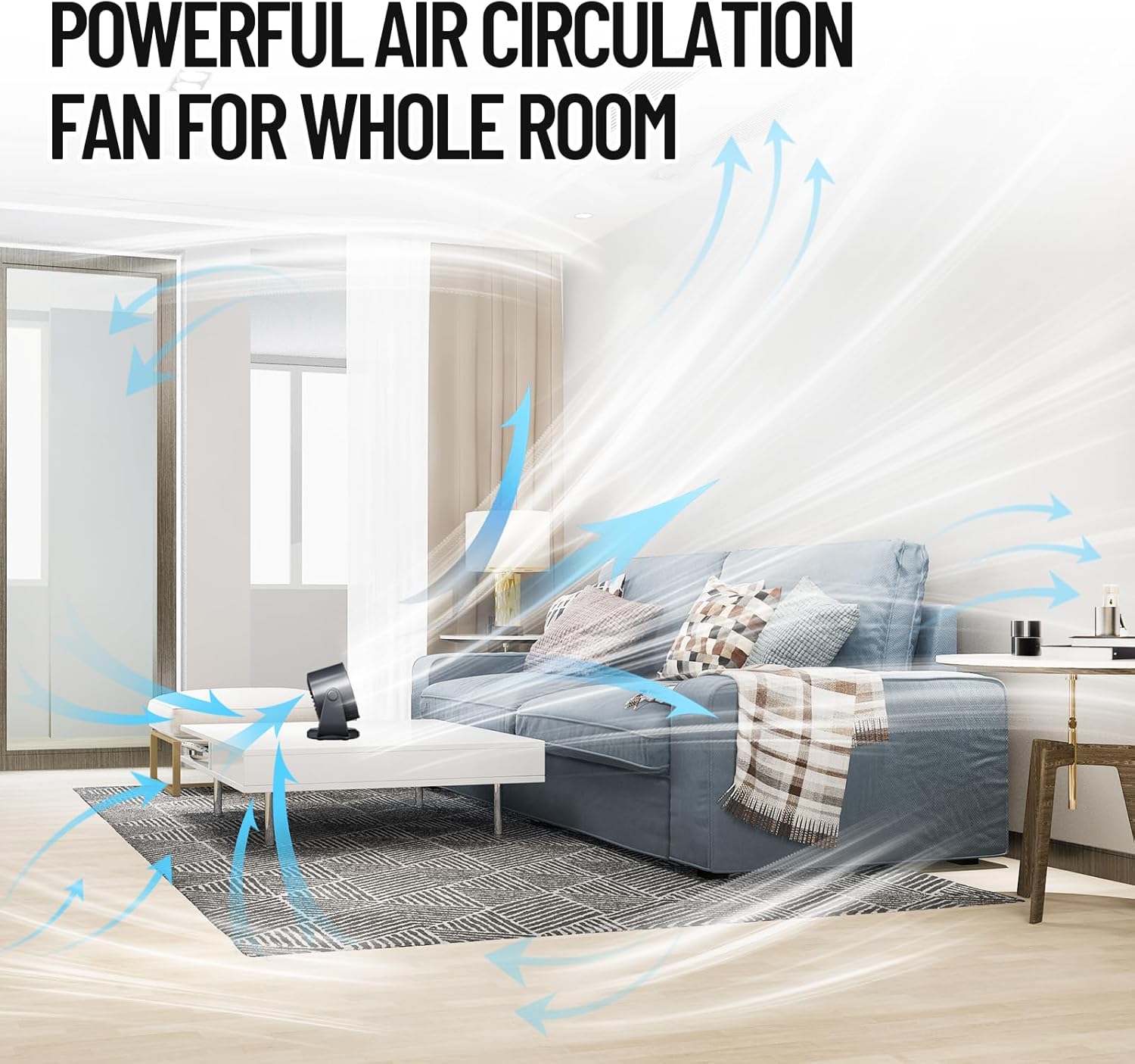 Desk Fan for Bedroom, Air Circulator Fan for Whole Room, 25Db Ultra Quiet, Rechargeable, 120° Tilt,199 Speeds Strong Airflow, LED Display, Table Fan for Office Kitchen Home Kitchen Dorm Bedside Black