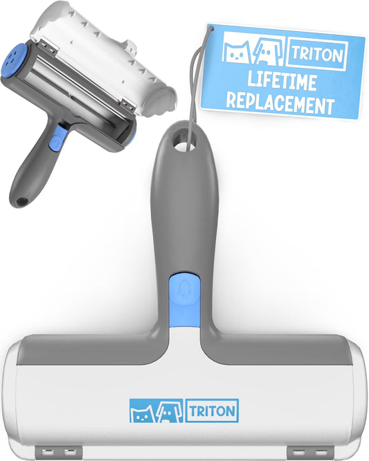 Triton Pet Hair Remover Roller - Reusable Fur Removal Tool for Furniture, Bedding, Clothes, and Car