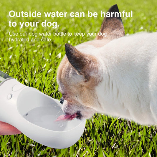 DEYACE Dog Water Bottle, Leak Proof Portable Pet Water Bottles for Dogs, Puppy Water Dispenser with Drinking Feeder for Travel (Milk White 12Oz)